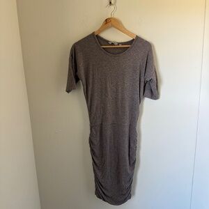 Athleta Dress Women's XS Grey Athleisure Soft Casual Ruched Bottom Midi